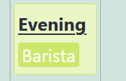 Shift summary view with employee name