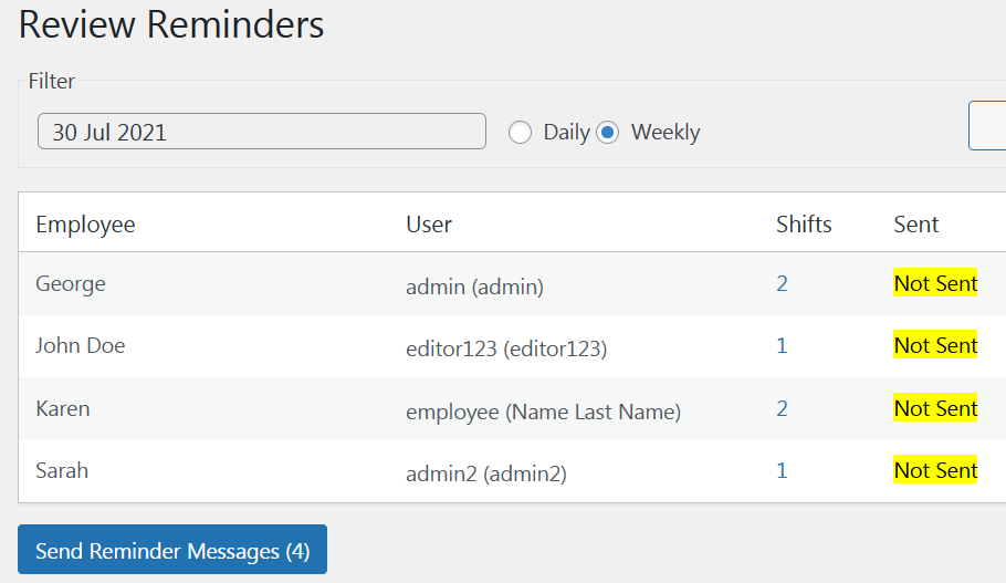 Review reminders