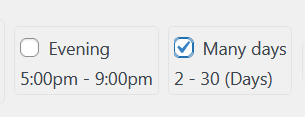 Select shift time option for a calendar